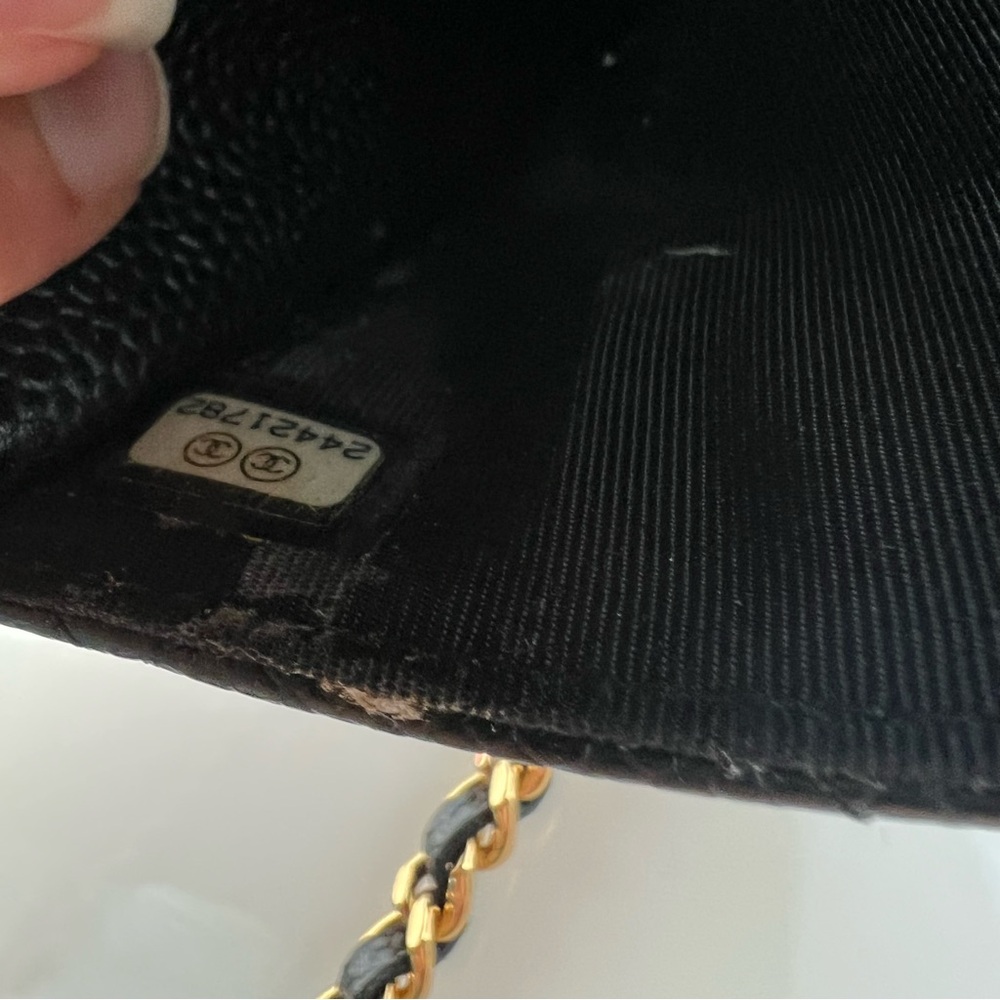 Chanel Black Quilted Caviar Classic Wallet On Chain - Picture 9 of 12